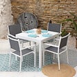 HAPPY GARDEN - Salon de jardin VENEZIA extensible 90/180 en textilène gris 8 places - aluminium blanc - vignette