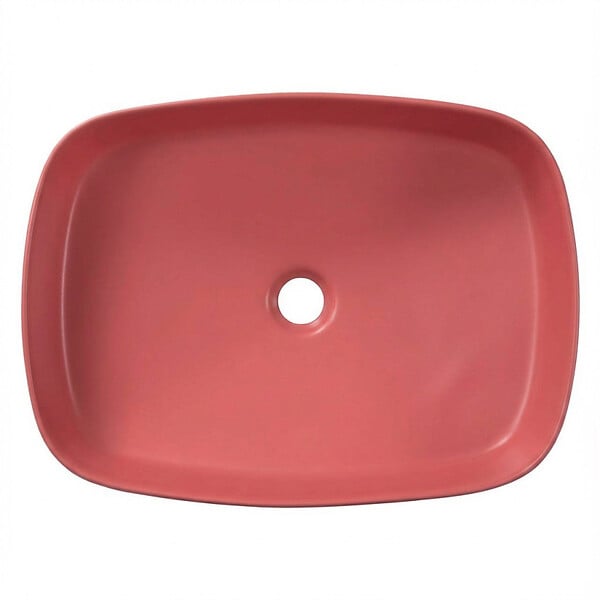 CERAMIA - Ceramia Vasque à poser rectangulaire 50 x 37,5 x 13,5 cm sans trop-plein rose mat PixL (CEPX4937PM) - large