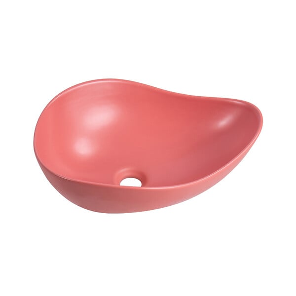 CERAMIA - Ceramia Vasque à poser design asymétrique 50,5 x 38 x 19 cm sans trop-plein rose mat PixL (CEPX5038PM) - large