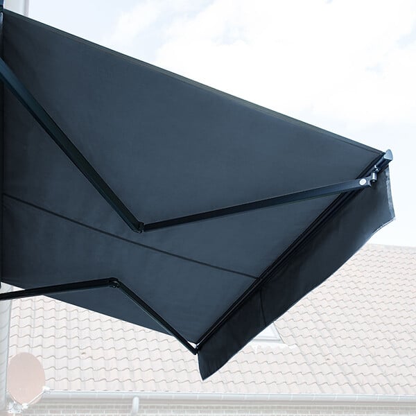 HAPPY GARDEN - Store banne SAULE 2,95 × 2,5m avec semi-coffre - Toile anthracite et structure grise - large