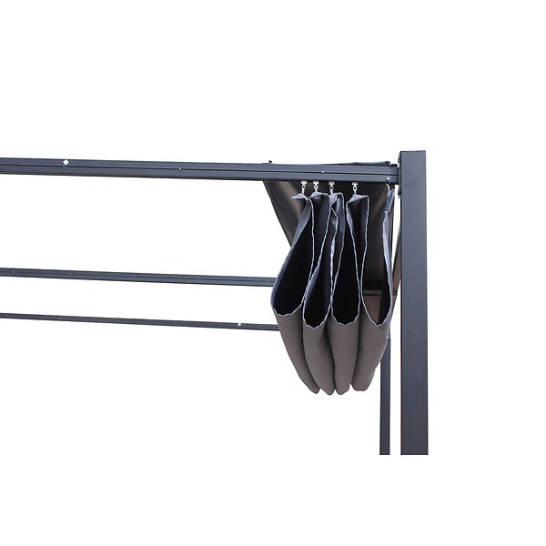 CONCEPT USINE - Pergola autoportante 3 x 3 m en acier avec toile grise TUSA - large