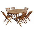 HAPPY GARDEN - Salon de jardin en teck LOMBOK - table ronde extensible - 6 places - vignette