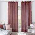 C MA DECO - Voilage tamisant avec jour échelle Elena - 8 œillets - Bordeaux effet lin - 140x240cm - vignette