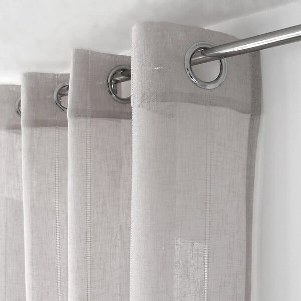C MA DECO - Voilage tamisant avec jour échelle Elena - 8 œillets - Gris effet lin - 140x240cm - large