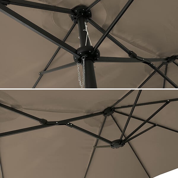 HAPPY GARDEN - Parasol double 2,7x4,6m LINAI taupe - large