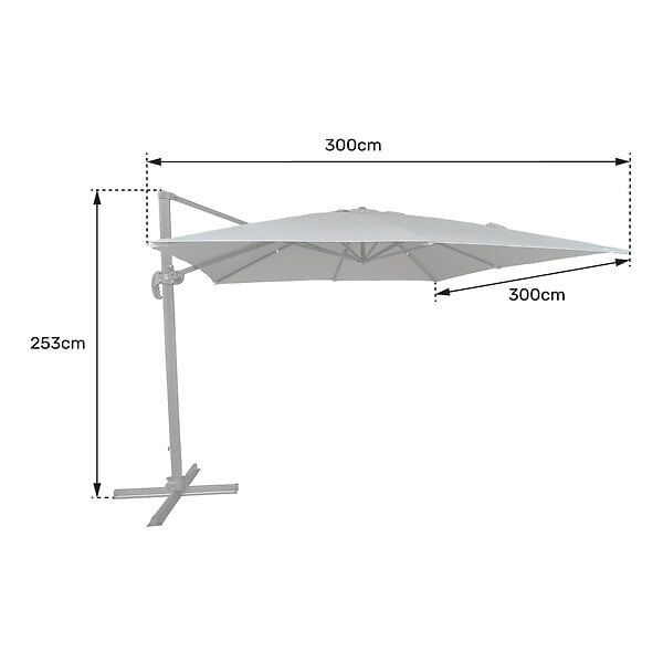 HAPPY GARDEN - Parasol déporté MOLOKAI carré 3x3m taupe + housse - large