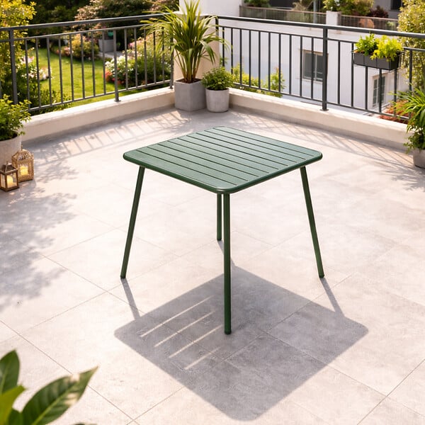 CONCEPT USINE - Table carrée 4 places 70x70cm vert BERGAME - large