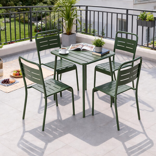 CONCEPT USINE - Table carrée 4 places 70x70cm vert BERGAME - large
