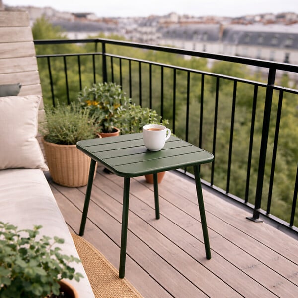 CONCEPT USINE - Table carrée 2 places 50x50cm vert BERGAME - large