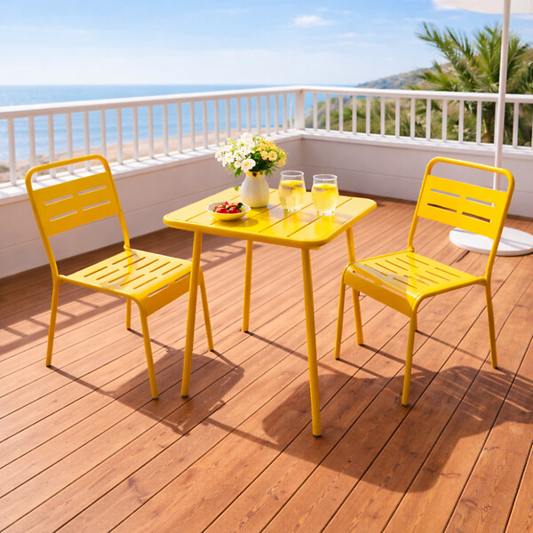 CONCEPT USINE - Table carrée 2 places 50x50cm jaune BERGAME - large