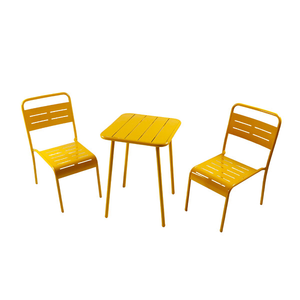 CONCEPT USINE - Table carrée 2 places 50x50cm jaune BERGAME - large