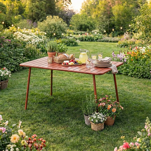 CONCEPT USINE - Table de jardin 4 à 6 places 120cm terracotta BERGAME - large