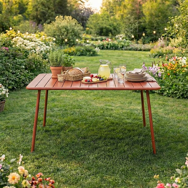 CONCEPT USINE - Table de jardin 4 à 6 places 120cm terracotta BERGAME - large