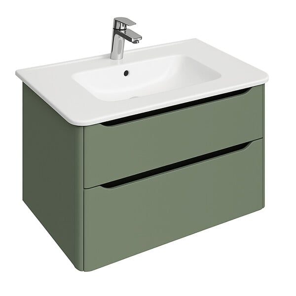 VITRA - meuble vasque supendu VitrA Sento Round 80cm Vert mat - large
