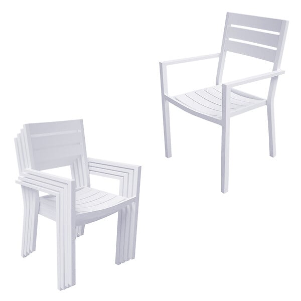 HAPPY GARDEN - Salon de jardin VENEZIA extensible 132/264 en aluminium blanc - 10 places - large