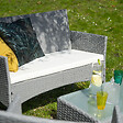 HAPPY GARDEN - Salon de jardin CORDOUE en résine tressée gris 4 places - coussins ivoire - vignette