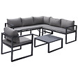 HAPPY GARDEN - Salon de jardin modulable IBIZA en tissu gris 7 places - aluminium anthracite - vignette