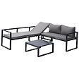 HAPPY GARDEN - Salon de jardin modulable IBIZA en tissu gris 7 places - aluminium anthracite - vignette