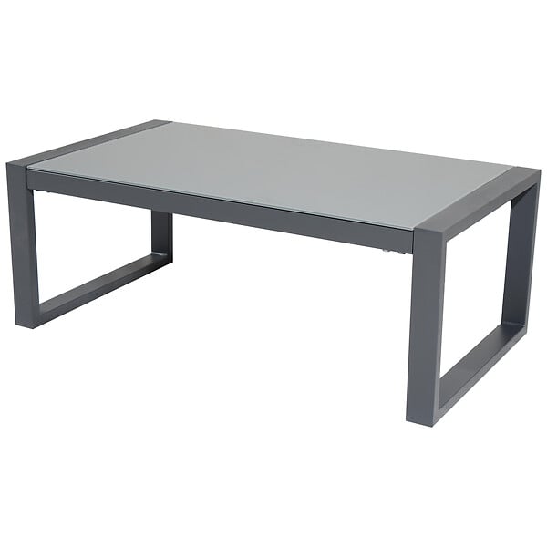 HAPPY GARDEN - Salon de jardin IBIZA en tissu gris 4 places - aluminium anthracite - large