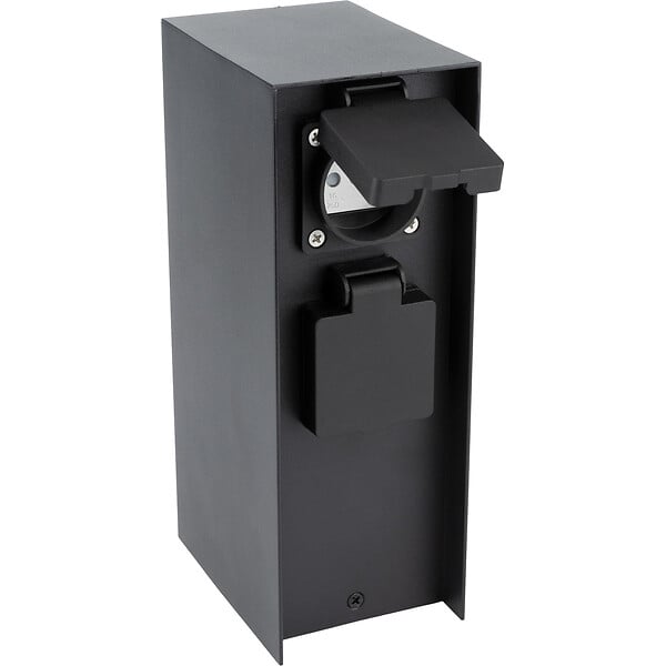 ZENITECH - Borne de jardin à fixer 2x16A + programmateur IP44 - Alu Noir - Zenitech - large