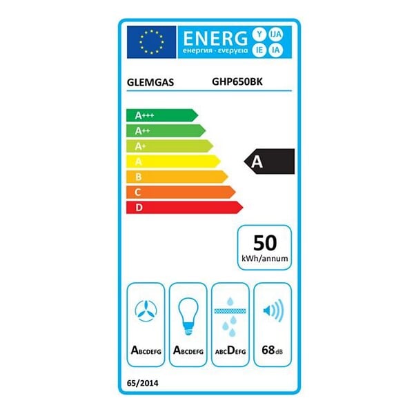 GLEM - hotte décorative murale 60cm 569m3/h noir - GHP650BK - large