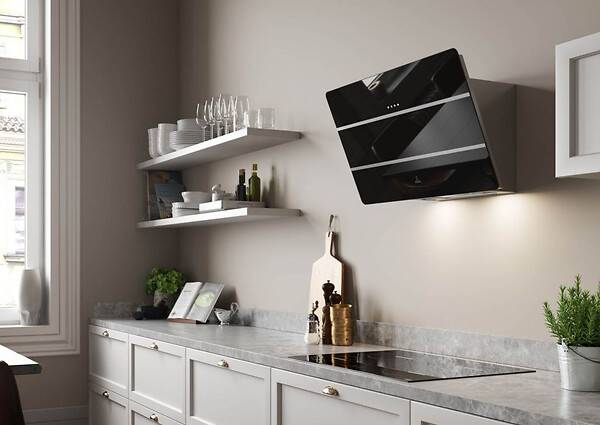 ROBLIN - hotte décorative inclinée 80cm 580m3/h noir - 5629997 - large