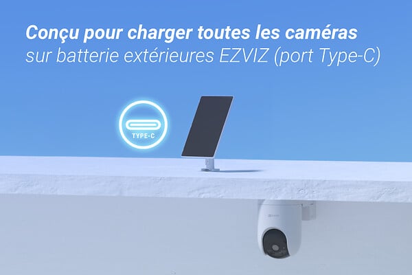 EZVIZ - Panneau solaire de rechargement EZVIZ 5W connectique Typce-C - large