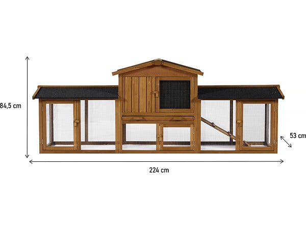 HABITAT ET JARDIN - Clapier pour lapin avec 1 étage en bois "Galina" - 224 x 53 x 84 cm - Marron - large