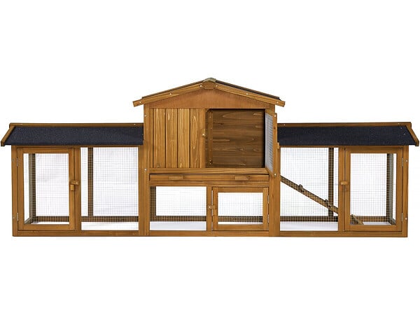 HABITAT ET JARDIN - Clapier pour lapin avec 1 étage en bois "Galina" - 224 x 53 x 84 cm - Marron - large