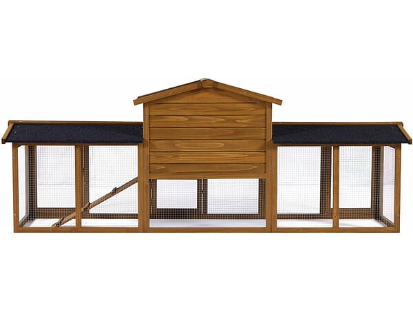 HABITAT ET JARDIN - Clapier pour lapin avec 1 étage en bois "Galina" - 224 x 53 x 84 cm - Marron - large