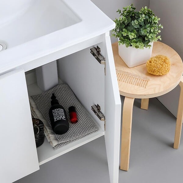 KIAMAMI VALENTINA - Meuble De Salle De Bains Suspendu 120Cm Blanc Avec Portes Et Miroir 120X110 | Bilbao - large