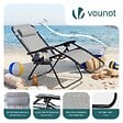 VOUNOT - Chaise longue inclinable en textilene avec porte gobelet et portable gris Lot de 2 - vignette