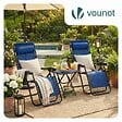VOUNOT - Lot de 2 Chaise longue inclinable en textilene avec table d'appoint porte gobelet et portable bleu - vignette