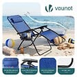 VOUNOT - Lot de 2 Chaise longue inclinable en textilene avec table d'appoint porte gobelet et portable bleu - vignette