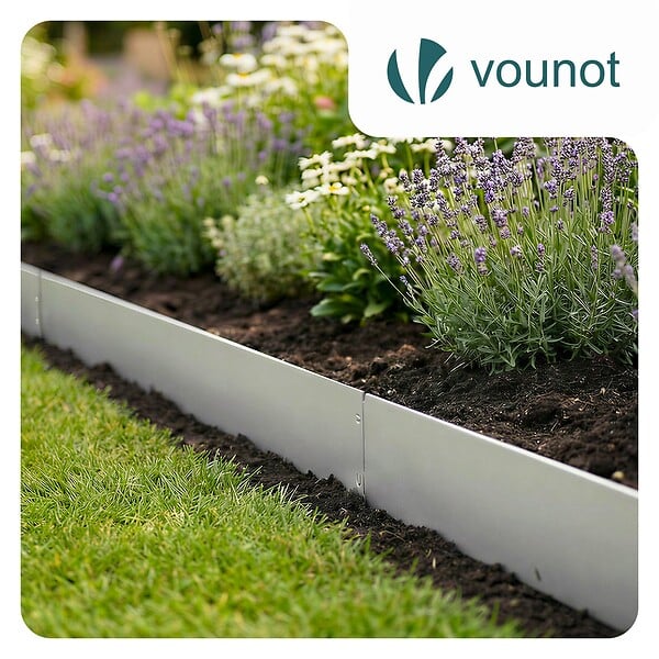 VOUNOT - Lot de 10 Bordure de jardin en métal galvanisé flexible 100x18cm - large