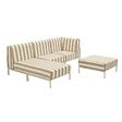 OVIALA - Salon de jardin bas modulable rayé 4 places beige - Patio - vignette