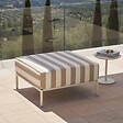 OVIALA - Pouf rayé pour salon de jardin modulable en tissu beige - Patio - vignette