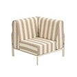 OVIALA - Fauteuil d'angle rayé pour salon de jardin modulable tissu beige - Patio - vignette