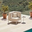 OVIALA - Fauteuil d'angle rayé pour salon de jardin modulable tissu beige - Patio - vignette