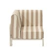 OVIALA - Fauteuil d'angle rayé pour salon de jardin modulable tissu beige - Patio - vignette
