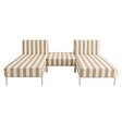 OVIALA - Salon de jardin bas modulable rayé 3 places beige - Patio - vignette