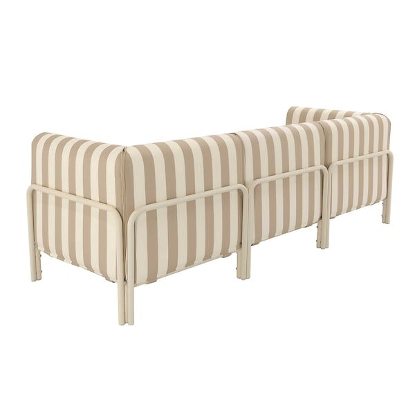 OVIALA - Salon de jardin bas modulable rayé 3 places beige - Patio - large