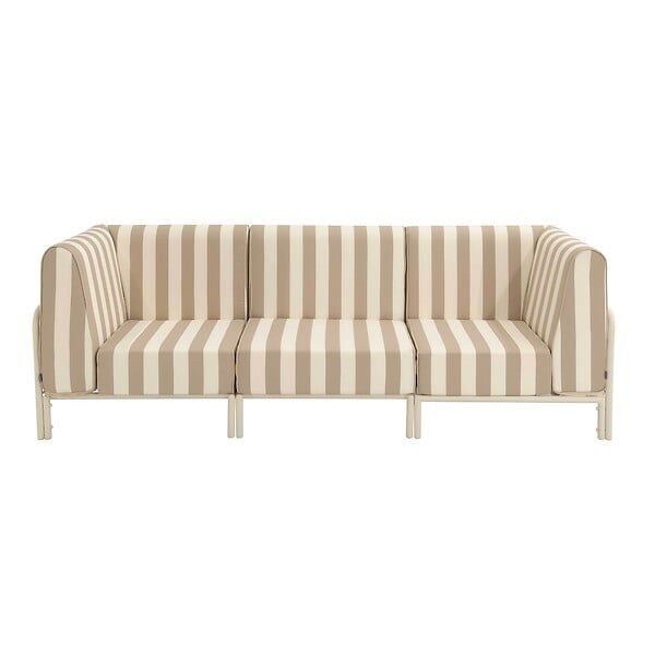OVIALA - Salon de jardin bas modulable rayé 3 places beige - Patio - large