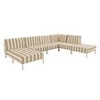OVIALA - Salon de jardin bas modulable rayé 6 places beige - Patio - vignette
