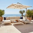 OVIALA - Salon de jardin bas modulable rayé 6 places beige - Patio - vignette