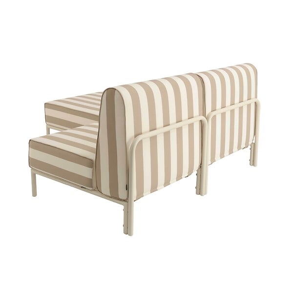 OVIALA - Salon de jardin bas modulable rayé 2 places beige - Patio - large
