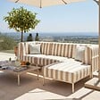OVIALA - Salon de jardin bas modulable rayé 4 places beige - Patio - vignette