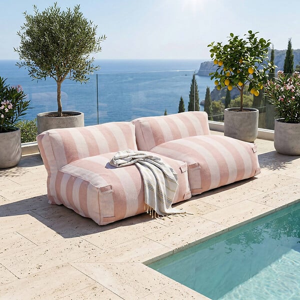 OVIALA - Salon de jardin modulable avec 2 chauffeuses rose poudré - Mixi - large