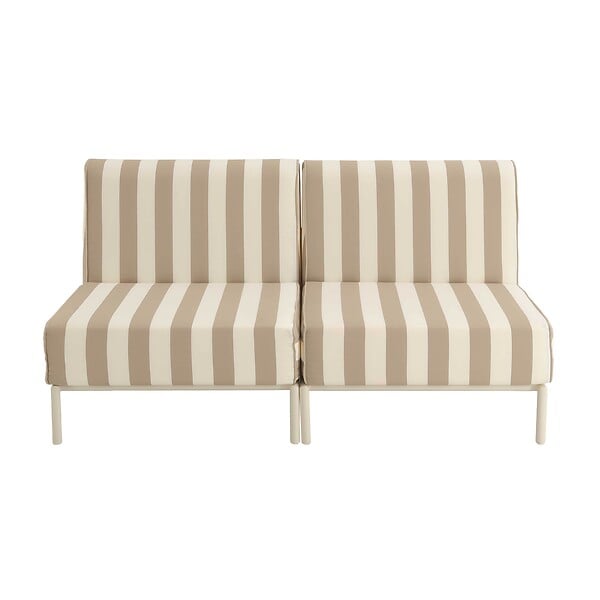 OVIALA - Salon de jardin bas modulable rayé 2 places beige - Patio - large