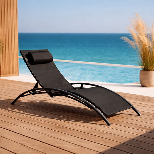 CONCEPT USINE - Transat ajustable et empilable avec pieds en acier noir LIMEA - large